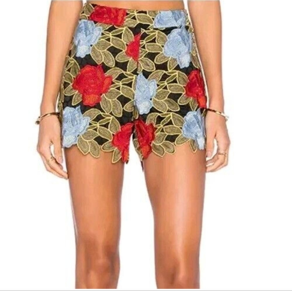 Alice + Olivia High Waist Red and Blue Shorts